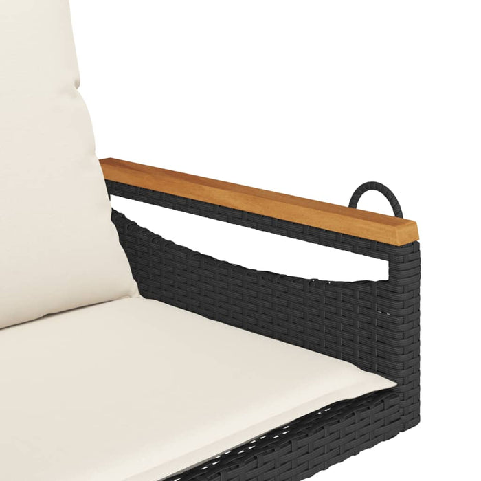 Swing Bench With Cushions Black 63X62X40 Cm Poly Rattan Tlnola