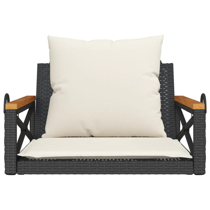 Swing Bench With Cushions Black 63X62X40 Cm Poly Rattan Tlnoit