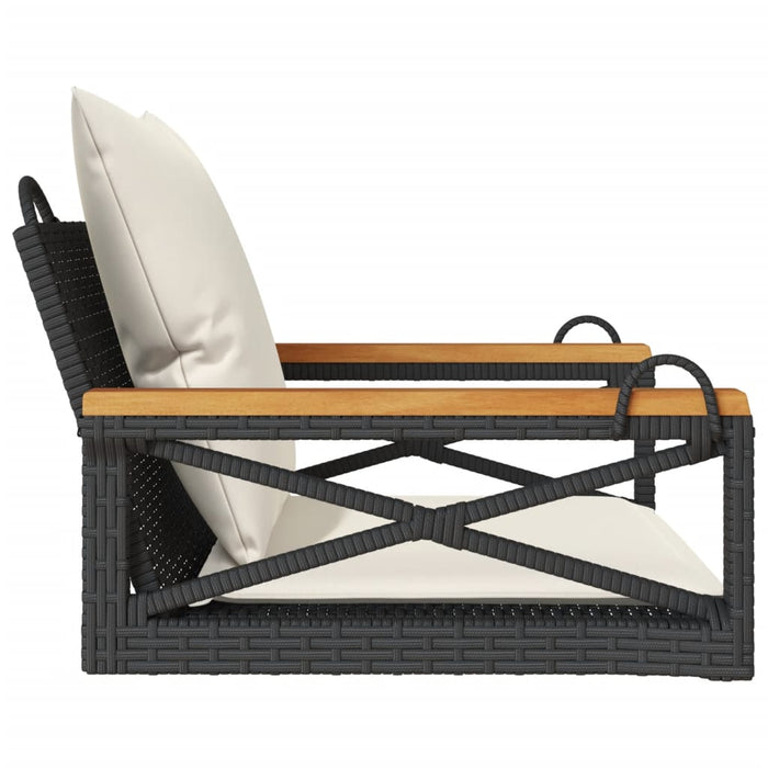 Swing Bench With Cushions Black 63X62X40 Cm Poly Rattan Tlnoit