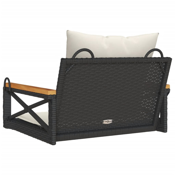 Swing Bench With Cushions Black 63X62X40 Cm Poly Rattan Tlnoit