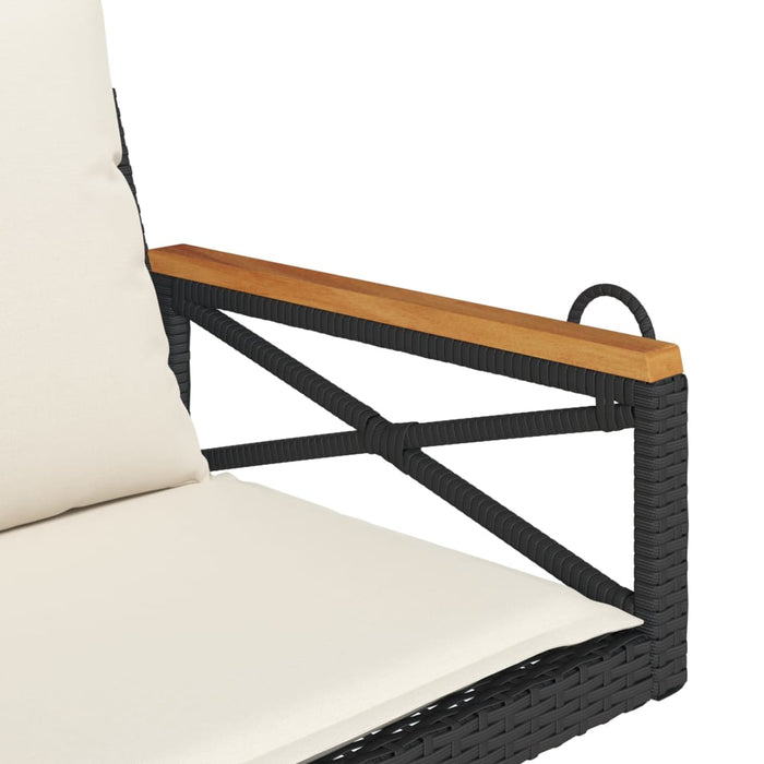Swing Bench With Cushions Black 63X62X40 Cm Poly Rattan Tlnoit