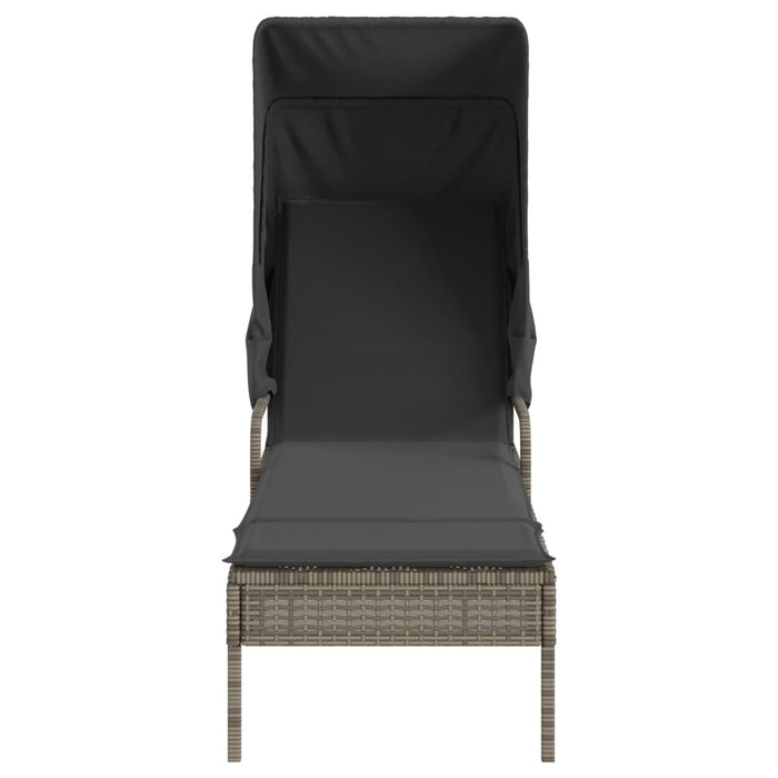 Sun Lounger With Canopy And Table Grey Poly Rattan Tlnokk