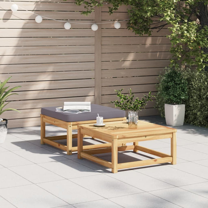 Garden Footstool With Cushions Solid Wood Acacia Tllakl