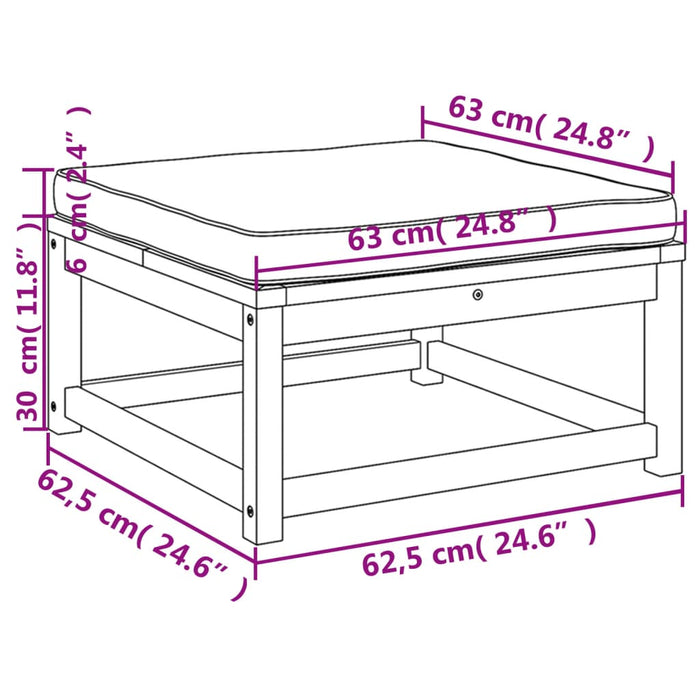 Garden Footstool With Cushions Solid Wood Acacia Tllakl