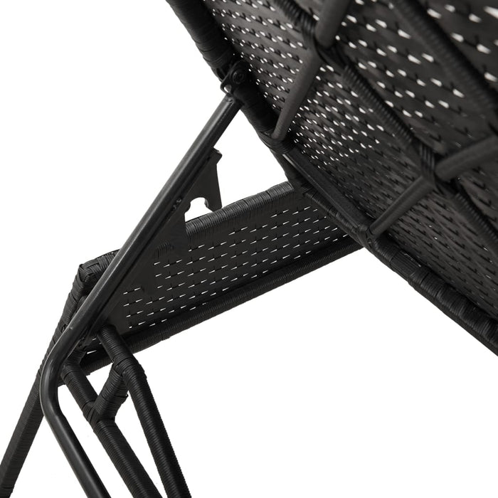 Sun Lounger With Cushion Black Poly Rattan Abbxibo