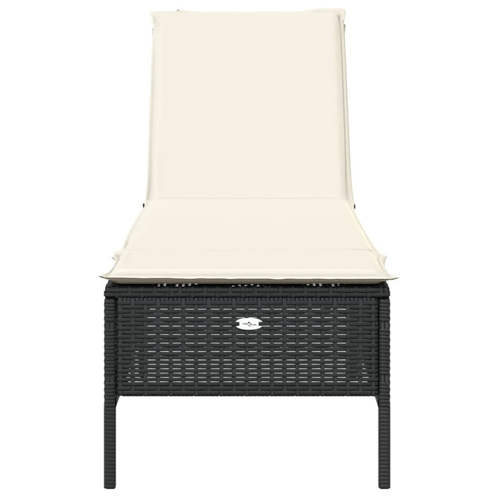 Sun Lounger With Cushion Black Poly Rattan Abbxiok