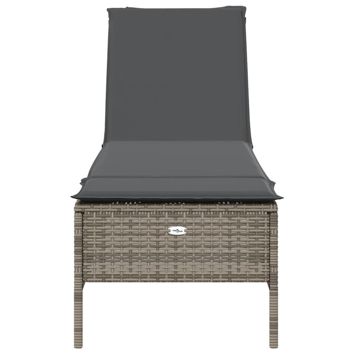 Sun Lounger With Cushion Grey Poly Rattan Abbxixo