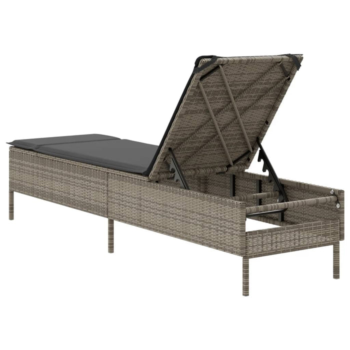 Sun Lounger With Cushion Grey Poly Rattan Abbxixo
