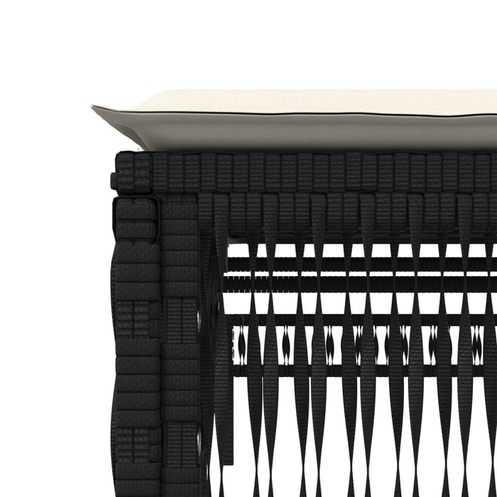 Sun Lounger With Cushion Black Poly Rattan Abbxiti