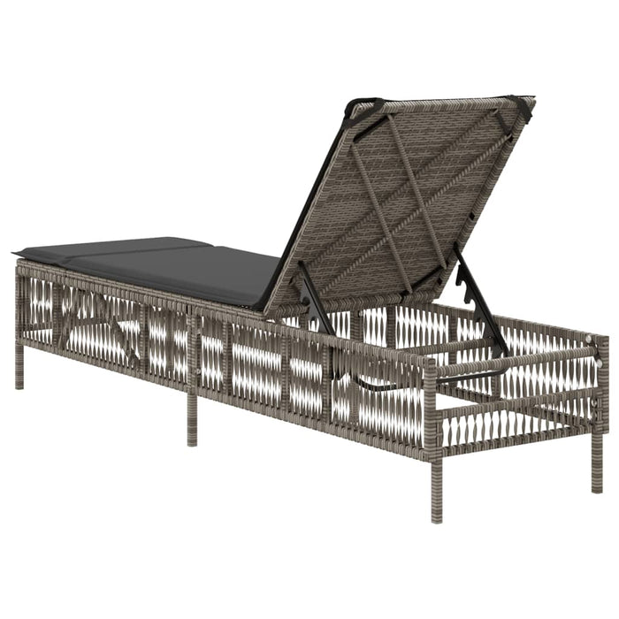 Sun Lounger With Cushion Grey Poly Rattan Abbxitk