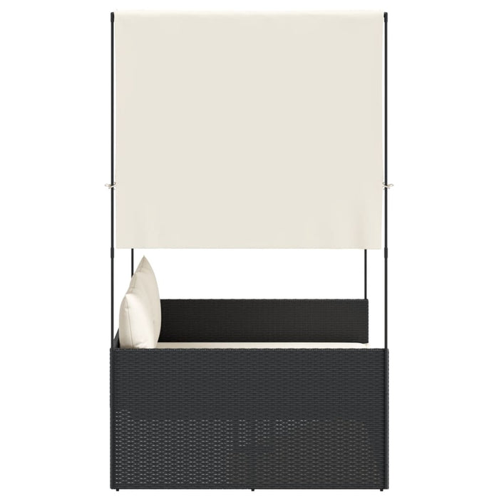 Double Sun Lounger With Roof And Curtains Black Poly Rattan Abbxipp