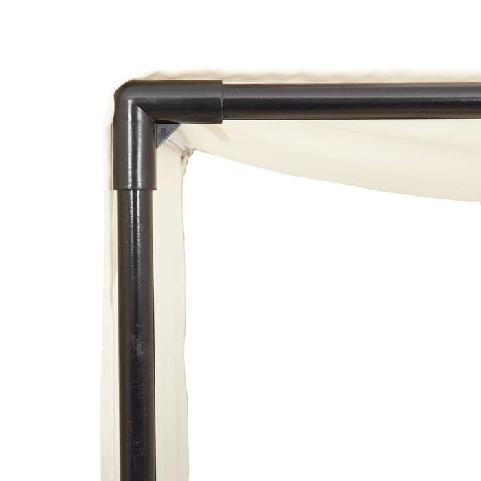 Double Sun Lounger With Roof And Curtains Black Poly Rattan Abbxipp