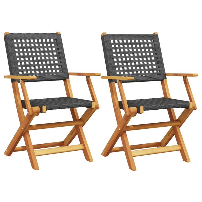 Garden Chairs 2 Pcs Black Solid Wood Acacia And Poly Rattan Tlillt