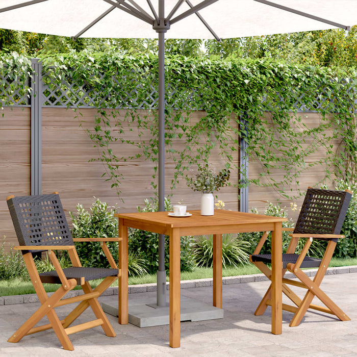 Garden Chairs 2 Pcs Black Solid Wood Acacia And Poly Rattan Tlillt