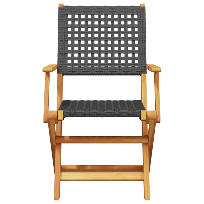 Garden Chairs 2 Pcs Black Solid Wood Acacia And Poly Rattan Tlillt