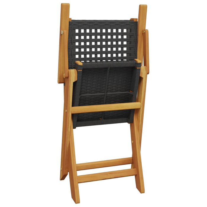 Garden Chairs 2 Pcs Black Solid Wood Acacia And Poly Rattan Tlillt