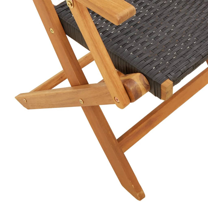 Garden Chairs 2 Pcs Black Solid Wood Acacia And Poly Rattan Tlillt