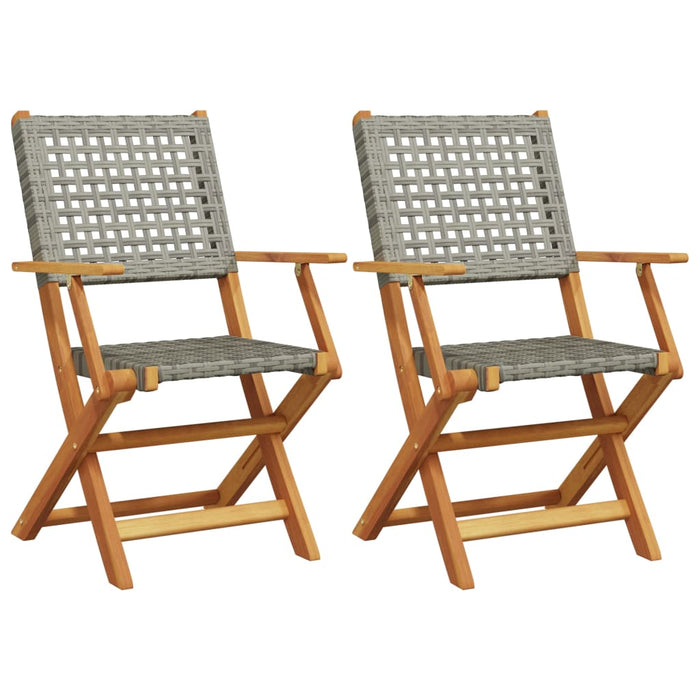 Garden Chairs 2 Pcs Grey Solid Wood Acacia And Poly Rattan Tlilla