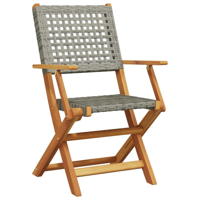 Garden Chairs 2 Pcs Grey Solid Wood Acacia And Poly Rattan Tlilla