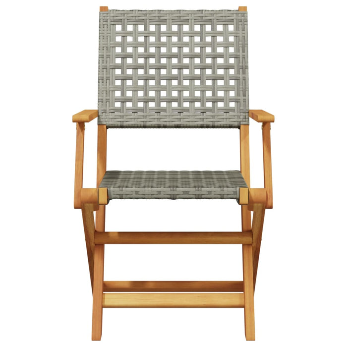 Garden Chairs 2 Pcs Grey Solid Wood Acacia And Poly Rattan Tlilla