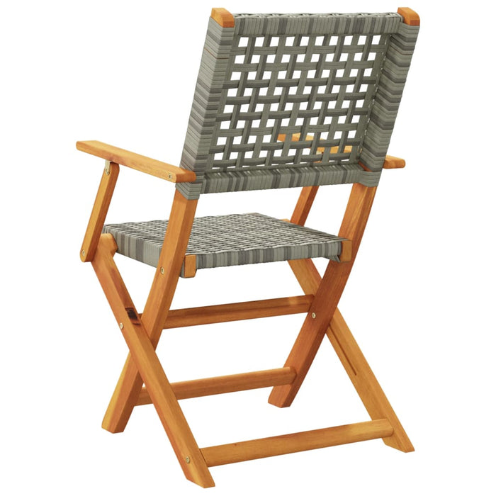 Garden Chairs 2 Pcs Grey Solid Wood Acacia And Poly Rattan Tlilla