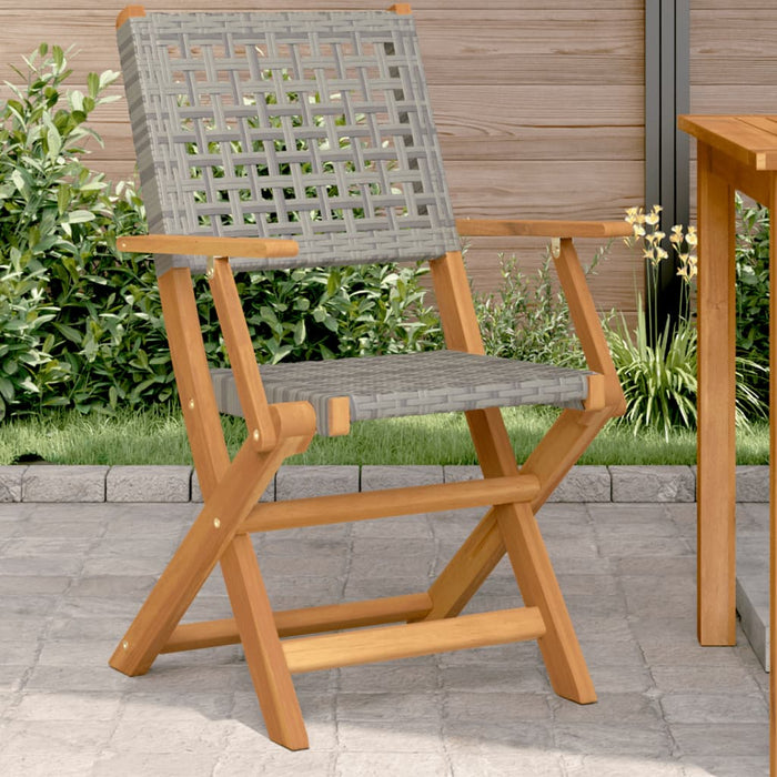 Garden Chairs 2 Pcs Grey Solid Wood Acacia And Poly Rattan Tlilla