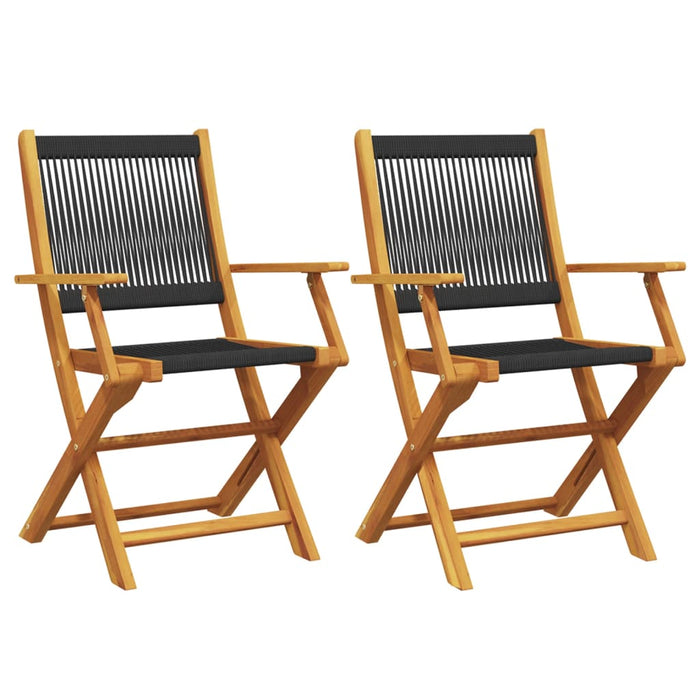 Garden Chairs 2 Pcs Black Solid Wood Acacia And Polypropylene Tlilll