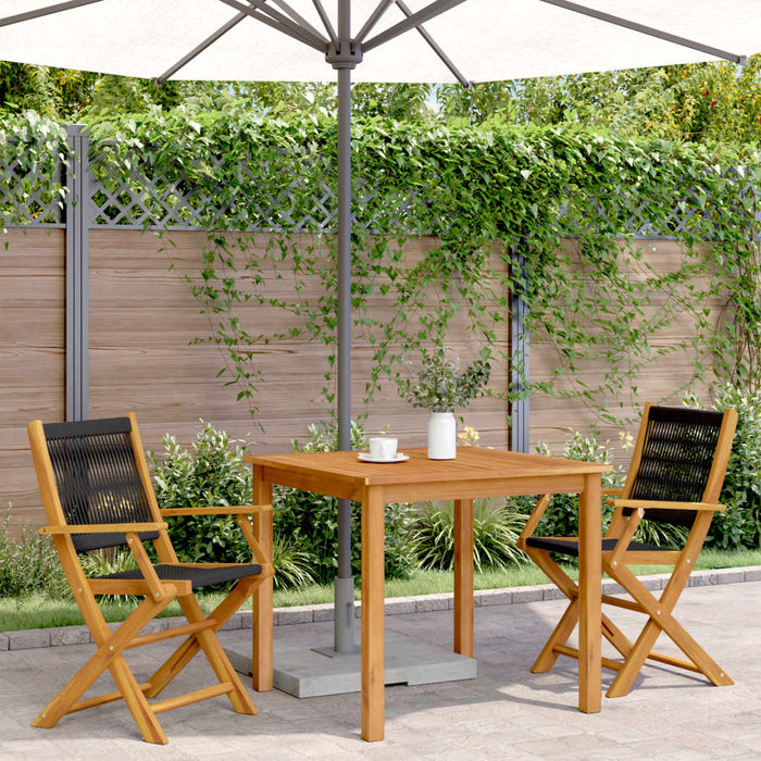 Garden Chairs 2 Pcs Black Solid Wood Acacia And Polypropylene Tlilll