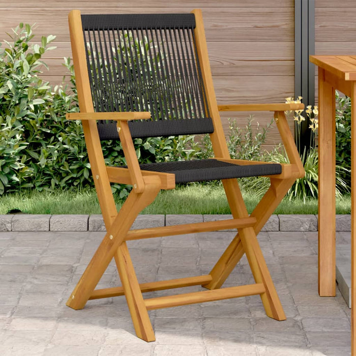 Garden Chairs 2 Pcs Black Solid Wood Acacia And Polypropylene Tlilll
