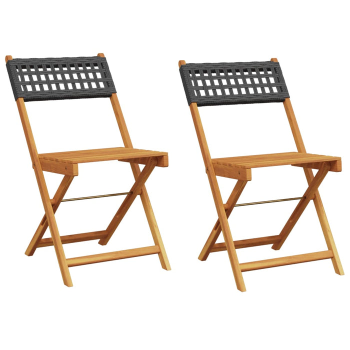 Bistro Chairs 2 Pcs Black Solid Wood Acacia And Poly Rattan Tlilip