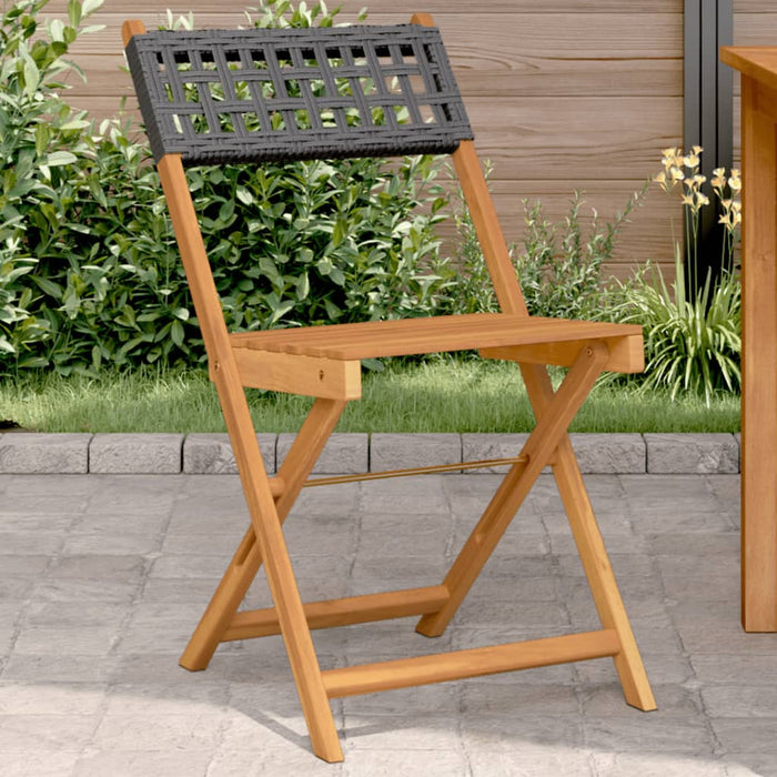 Bistro Chairs 2 Pcs Black Solid Wood Acacia And Poly Rattan Tlilip