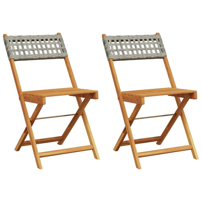 Bistro Chairs 2 Pcs Grey Solid Wood Acacia And Poly Rattan Tlilil