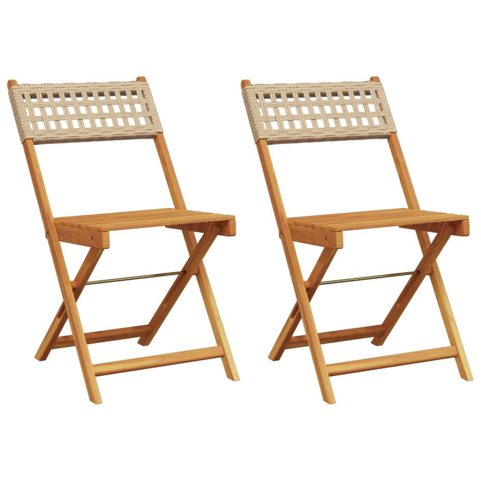 Bistro Chairs 2 Pcs Beige Solid Wood Acacia And Poly Rattan Tlilii