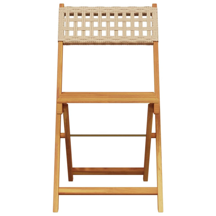 Bistro Chairs 2 Pcs Beige Solid Wood Acacia And Poly Rattan Tlilii