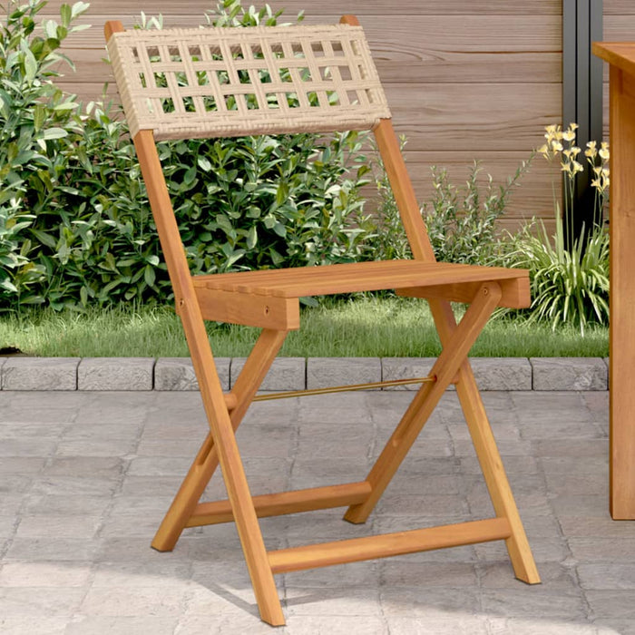 Bistro Chairs 2 Pcs Beige Solid Wood Acacia And Poly Rattan Tlilii