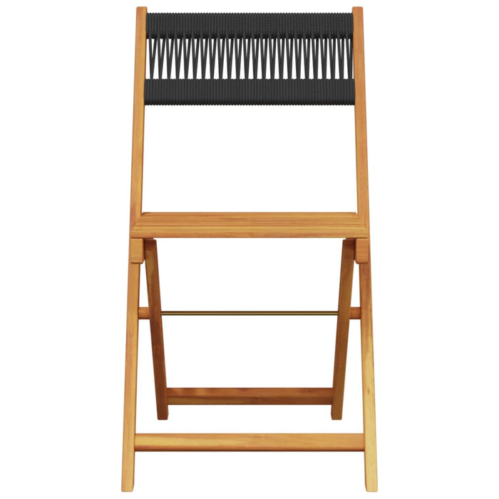 Bistro Chairs 2 Pcs Black Solid Wood Acacia And Rope Tlilin