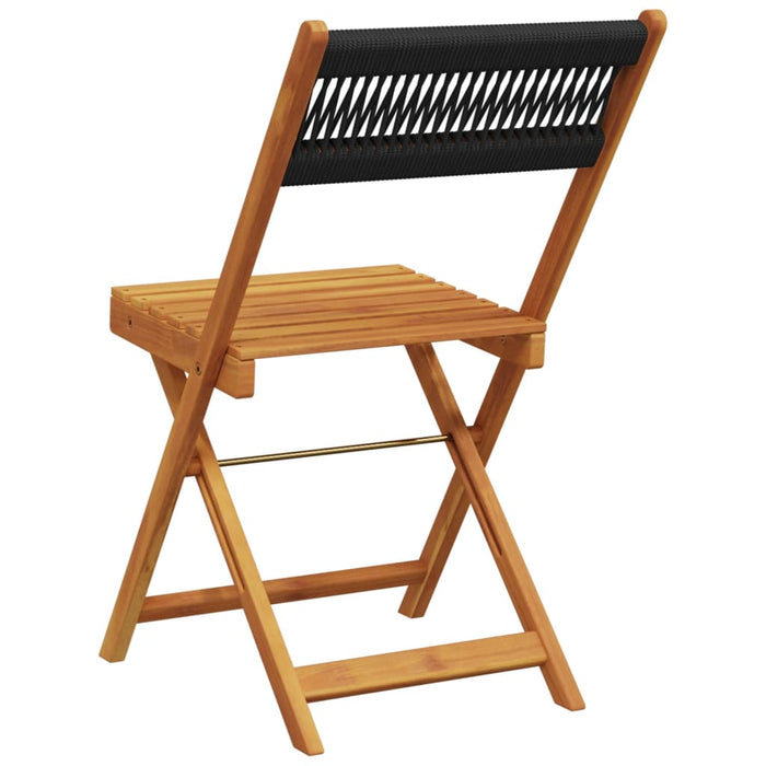 Bistro Chairs 2 Pcs Black Solid Wood Acacia And Rope Tlilin