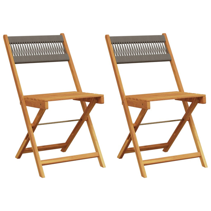 Bistro Chairs 2 Pcs Grey Solid Wood Acacia And Rope Tlilik