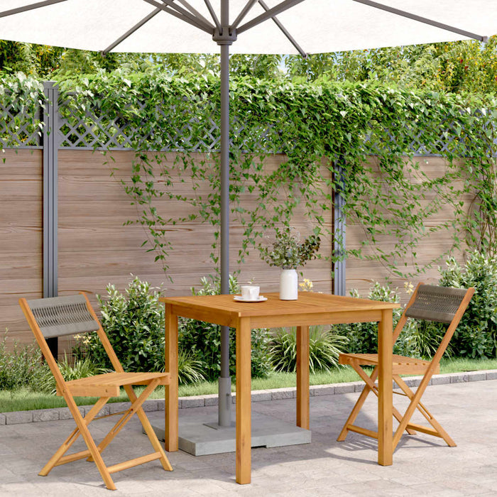 Bistro Chairs 2 Pcs Grey Solid Wood Acacia And Rope Tlilik