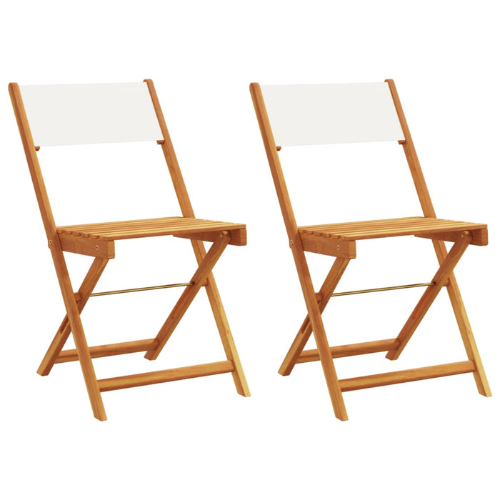 Bistro Chairs 2 Pcs Cream White Solid Wood Acacia And Fabric Tlilno