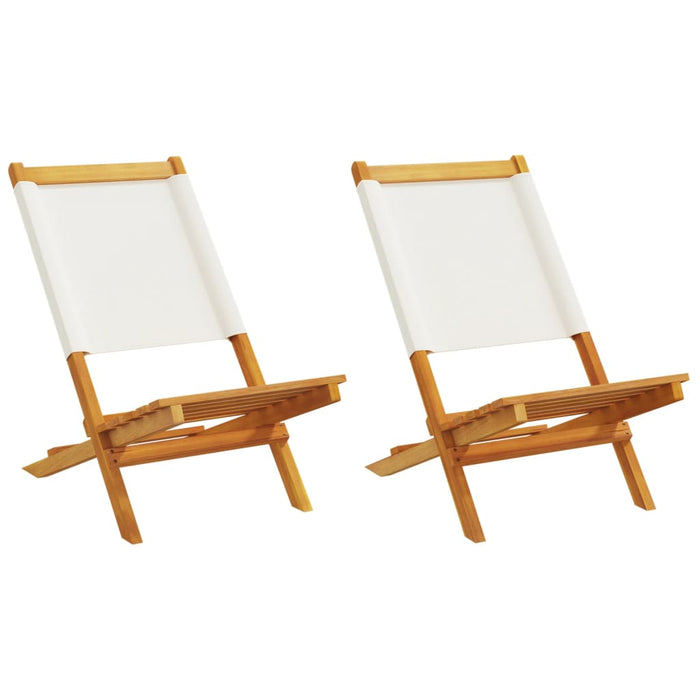 Garden Chairs 2 Pcs Cream White Solid Wood Acacia And Fabric Tlilkb