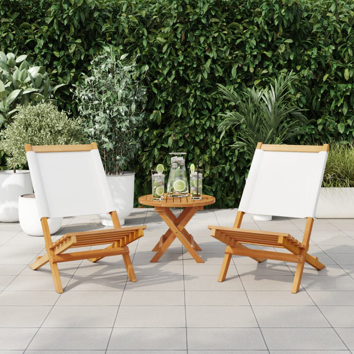 Garden Chairs 2 Pcs Cream White Solid Wood Acacia And Fabric Tlilkb