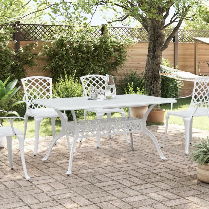 Garden Table White 150X90X72 Cm Cast Aluminium Abbxnbp