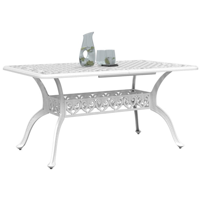 Garden Table White 150X90X72 Cm Cast Aluminium Abbxnbp