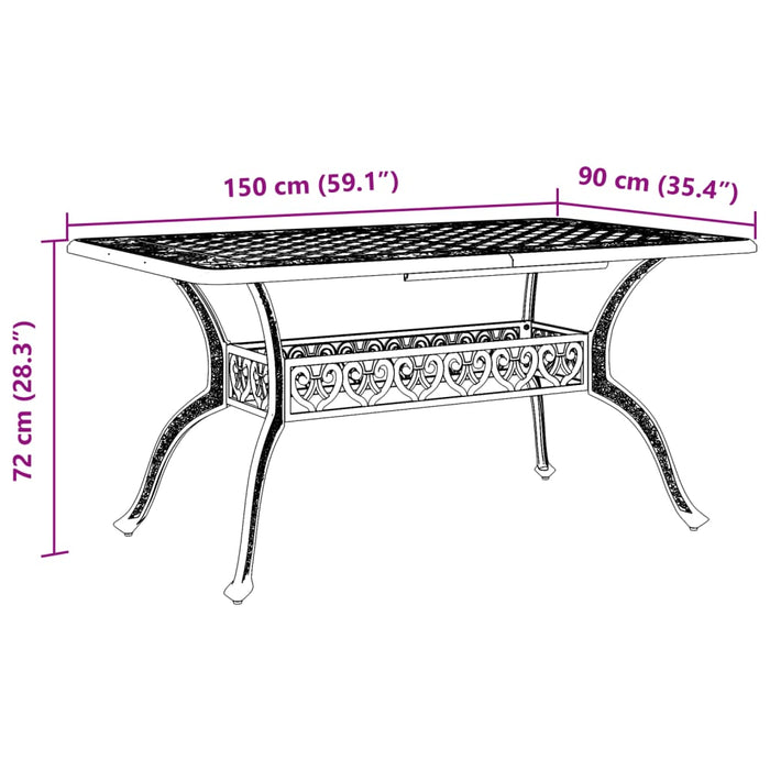 Garden Table White 150X90X72 Cm Cast Aluminium Abbxnbp