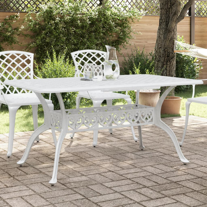 Garden Table White 150X90X72 Cm Cast Aluminium Abbxnbp