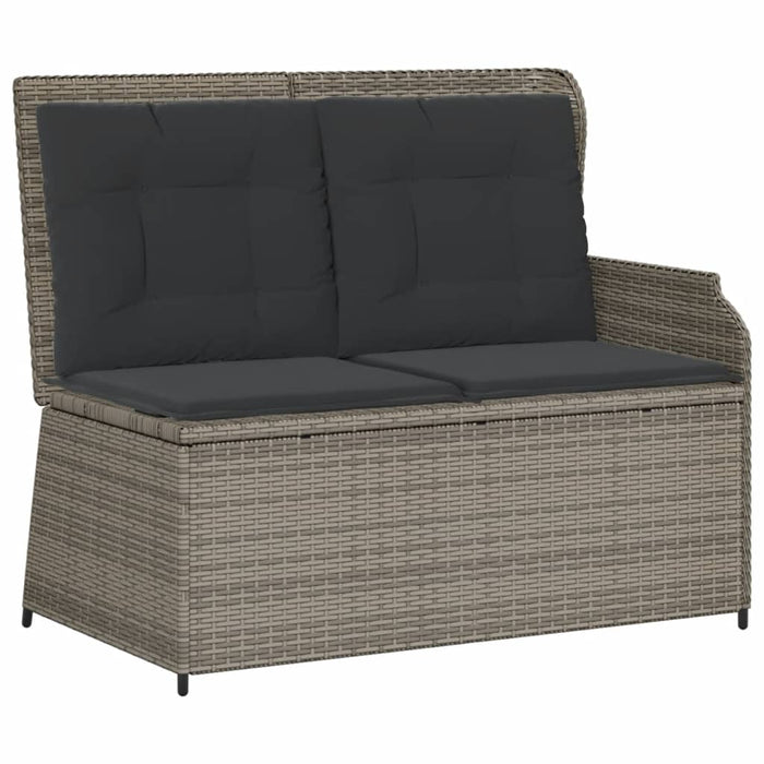 Reclining Garden Bench With Cushions Grey Poly Rattan Tlnktk