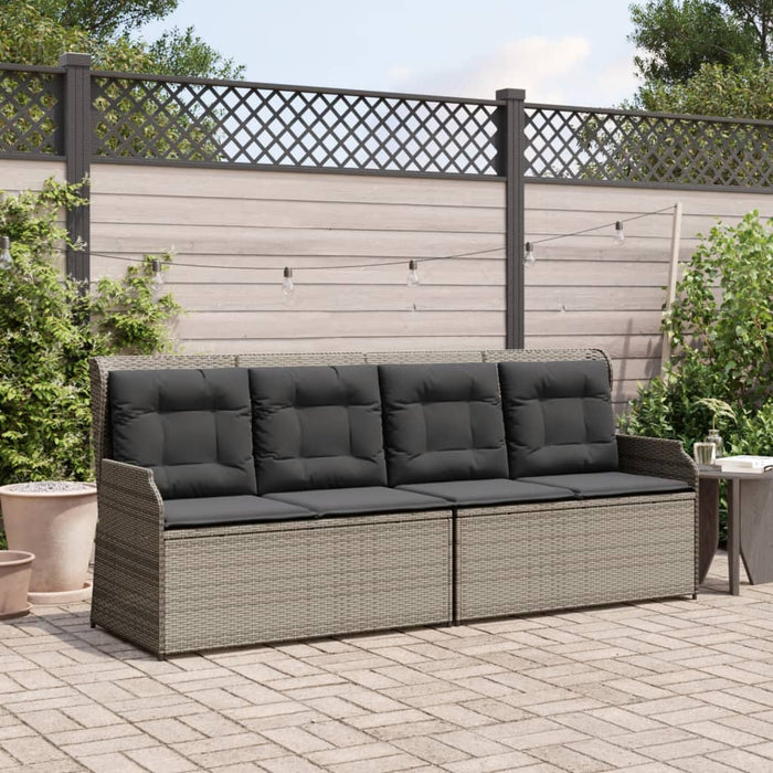 Reclining Garden Bench With Cushions Grey Poly Rattan Tlnktk