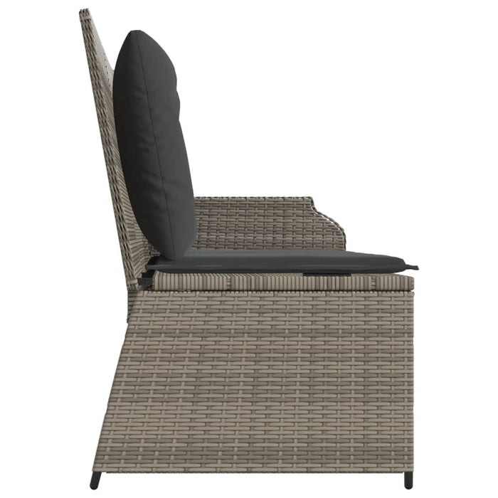 Reclining Garden Bench With Cushions Grey Poly Rattan Tlnktk