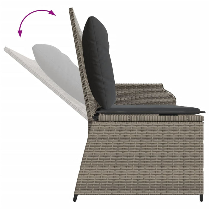 Reclining Garden Bench With Cushions Grey Poly Rattan Tlnktk